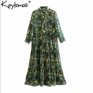 Floral green button down Dress